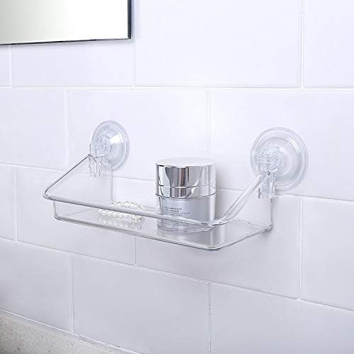 מדף מקלחת KLHHHG, פלסטיק אמבטיה קטן וברור ללא קיר קידוח מדפי אחסון מארגן עם כוס יניקה חזקה