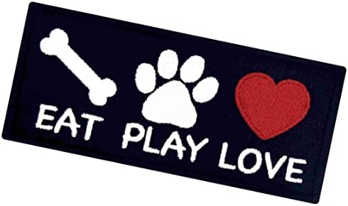 אכלו שחקו אהבה לשירות חובבי כלבים טלאי כלבים אפוד רקום/רתמות תג אטב וו סמל לולאה