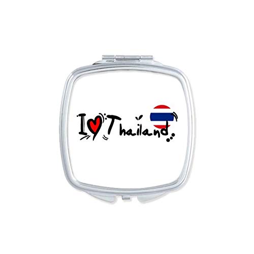 אני אוהב תאילנד מילת דגל אהבת לב איור מראה נייד קומפקטי כיס איפור כפול צדדי זכוכית