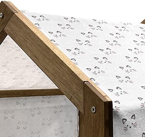 בית כלבים מעץ חתלתול אמבסון, שרטוט של פרצוף חתול מסמיק כולל שפם חתול מצויר ביד בסגנון מצויר, מלונה ניידת לכלבים