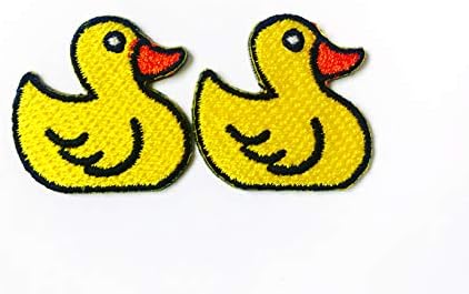 הסט של 2 זעיר. מיני חמוד צהוב לוגו ברווז קטן טלאים מצוירים תפרו ברזל על תלבושת בגדי טלאי של שלט תאי רקום
