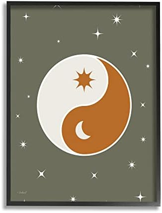 תעשיות סטופל כוכבי יין יאנג סמל שמיים צורות ירח שמש שמימיות אמנות קיר ממוסגרת, עיצוב מאת מרטינה פבלובה