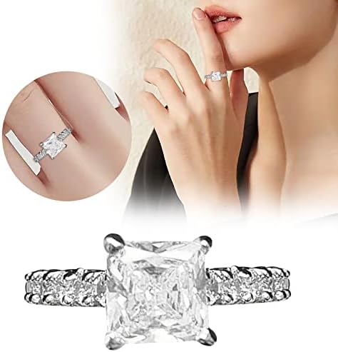 משובץ כיכר יהלומי טבעת תכשיטי יום הולדת מתנת הצעת כלה אירוסין מסיבת טבעת מעדן להקת טבעות לנשים