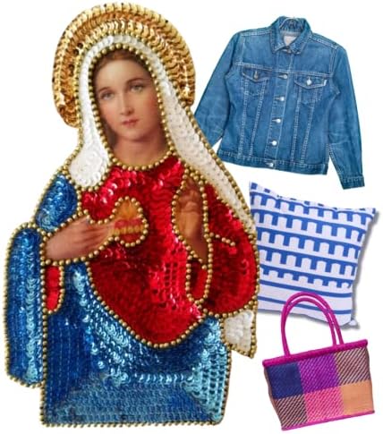 Virgen Mary Pakecin Patch, Heart Sacred Holly Mary Applique, מקסיקני סגרדו קורזון וירג'ן מריה אפליק פרצ'ה לנטג'ואלה,