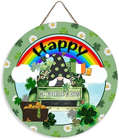 יום סנט פטריק קישוטי גנום ברוך הבא שלט כפרי שמח סנט פטריק ירוק ירוק ארבעה עלים שלט עץ