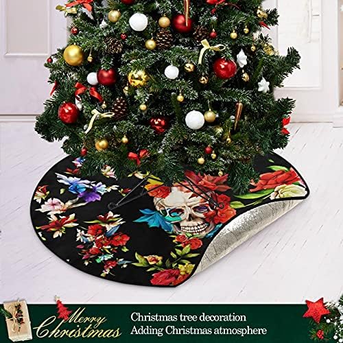 פרחי גולגולת עץ חג המולד מחצלת עץ עמיד למים עמדת מגש שטיח מחצלת מתחת לאביזר עץ חג המולד לקישוטי מסיבת חג חג המולד 28 אינץ '