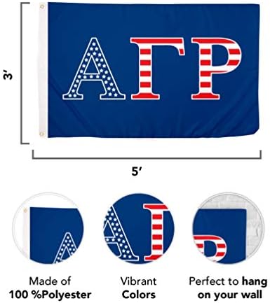 אלפא גמא רו דגל דגל מכתב יווני באנר אחווה גדול 3x5 רגל דגלים עיצוב עיצוב