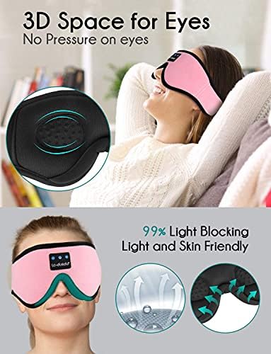 LC-Dolida Bluetooth מסכת שינה 3D מוסיקה אלחוטית מוסיקה שינה מסיכת עיניים ורוד מסכת שינה עם אוזניות Bluetooth