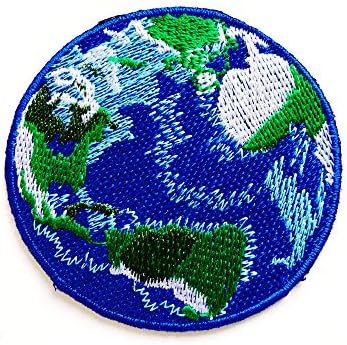 לוגו כדור הארץ הכחול הכחול Love Love Earth רקום תפור על ברזל על תיקון לתרמילים בגדי ג'ינס וכו '.