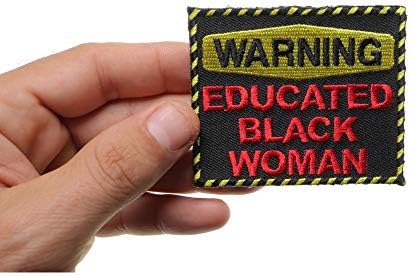 אזהרה טלאי כיף של אישה שחורה משכילה - 3x2.5 אינץ '. ברזל רקום על תיקון