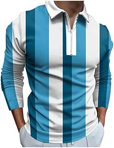 WOCACHI 2022 חולצות פולו גברים, שרוול ארוך 1/4 צוואר גולף צוואר צוואר גולף טלאים טלאים ספורט חולצה מעצבת מזדמנים