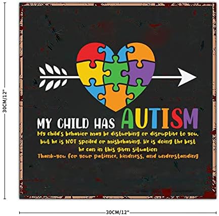 לילד שלי יש אוטיזם שלט פח אוטיזם אזהרת מתכת שלט מתכת מודעות לאוטיזם