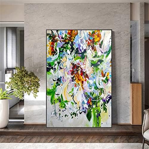 יד מצוירת פרחים צבעוניים ציור שמן מופשט אמנות ציור דקורטיבי קיר סלון