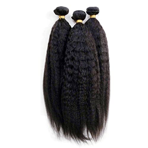 שיער טבעי לארוג 3 חבילות ברזילאי קינקי ישר טבעי שחור 1 ב רמי שיער תפירה בהארכת ערב אמיתי שיער טבעי קצר שיער