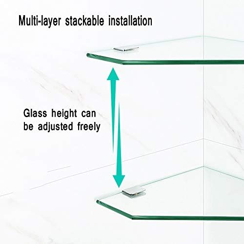 מדפים צפים של GLJ LJJL מסגרת פינתית זכוכית רכבה על קיר, 1-3 שכבה פינתית מדף זכוכית אמבטיה כלי אחסון רב שכבתי כלי גימור