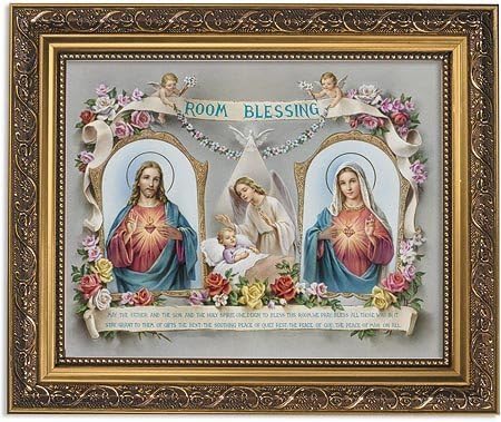 אוסף גרפרט חדר לבבות קדושים ברכת ברכת בית ממוסגרת הדפס, 13 אינץ '