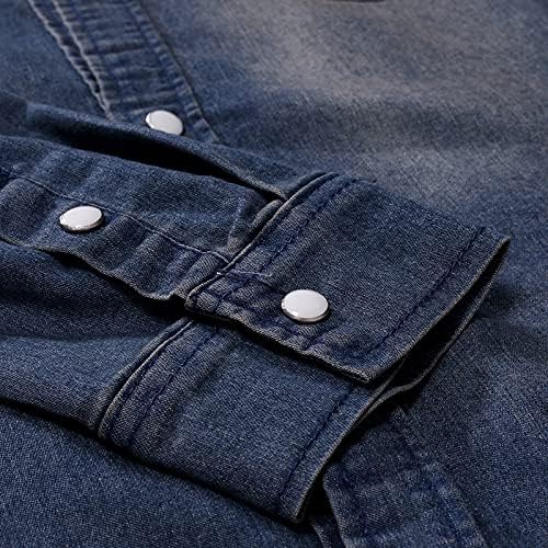 XXBR ג'ינס ג'ינס קלות ז'קטים חולצות לגברים, 2021 אופנה סתיו רטרו כפתור הצמד למטה חולצת עבודה מזדמנת עם כיסים