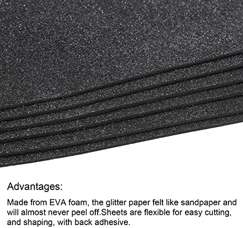גיליונות קצף של פטיקיל נצנצים נייר קופץ רך לא דבק 11.8 x 7.8 אינץ 'שחור לפרויקטים של DIY חבילה של 2