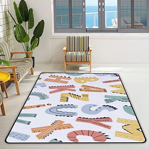 זוחל שטיח מקורה משחק מחצלת דינוזאור חמוד אלפבית לסלון חדר שינה משתלת חינוכית חינוכית שטיחים שטיחים 60x39 אינץ '