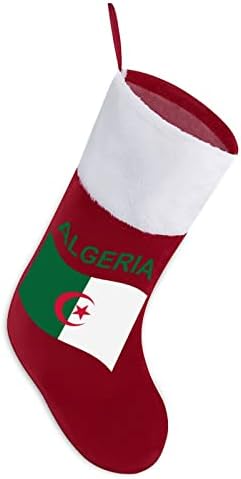 דגל של אלג'יריה גרב חג המולד קלאסי קישוטים תלויים שקית ממתקים של שרוול לבן לקישוטים למסיבות לחג משפחתי