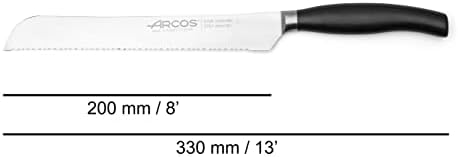 סכין לחם ארקוס 8 אינץ 'משוננת ניטרום ניטרוס ולהב 200 ממ. סכין מטבח. ידית POM פוליוקסי -מתילן ארגונומית. סדרה קלרה.