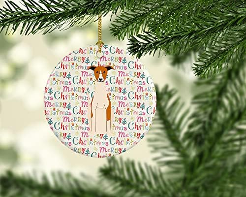אוצרות קרוליין WDK1642CO1 קישוט קרמיקה של חג המולד שמח, רב -צבעוני, קישוטים לעץ חג המולד, קישוט תלוי לחג