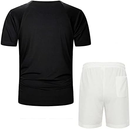 סטים קצרים לגברים תלבושות חולצה פולו ומכנסיים קצרים פס שרוול קצר למעלה + תלבושות קיץ קצרות תרגיל מכנסיים
