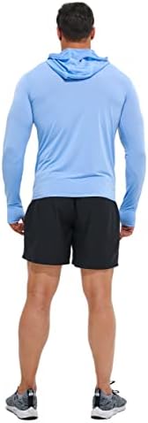 מיקוד מלא של ביו -סקי upf 50+ קפוצ'ון הגנה על שמש חולצות שרוול ארוך עם כיסים, קפוצ'ונים קלים לגברים לדיג