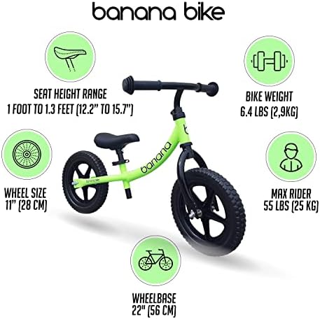 אופני Banana Lt Balance - אופני פעוטות קלים למשך 2, 3, 4 ו -5 בנים ונערות בני 5 - ללא אופני דוושה לילדים עם כידון