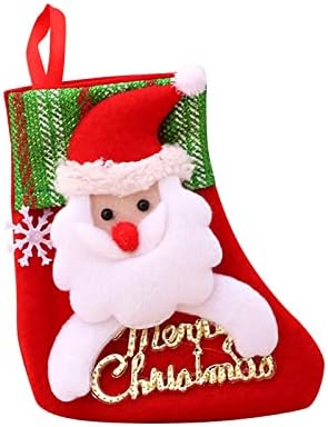 גרבי חג המולד בד גרבי חג המולד וגרביים תלויים לחג המולד לקישוט המסיבות וקריקטורה חג המולד אדום סט אדום חרוזי זר עץ ארוכים