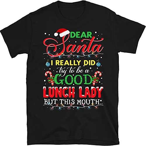 מובלה יקר סנטה ארוחת צהריים ליידי חג המולד חולצה, קפיטריה צוות חולצות, חג המולד ארוחת צהריים ליידי חולצה,