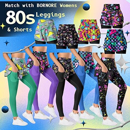 Bornore חותלות מותניים גבוהות משנות ה -80 של שנות ה -90 של המאה ה -90 של שנות ה -90 מכנסי יוגה של בקרת בטן עם כיס לנשים
