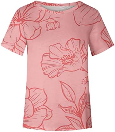 צמרות נשים לאביב וקיץ 2023 חולצת צוואר קז'ן חולצת טריקו פרחים הדפסת שרוול קצר