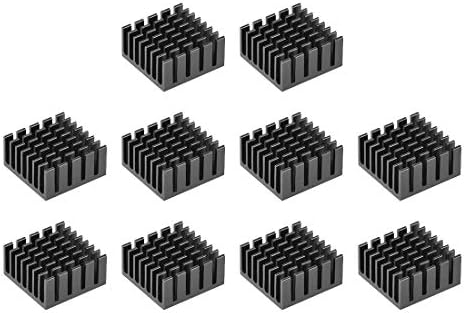 רדיאטורים אלקטרוניים של UXCELL חימום קירור עבור שבב MOS GPU IC שחור 25 x 25 x 5 ממ 10 יחידות