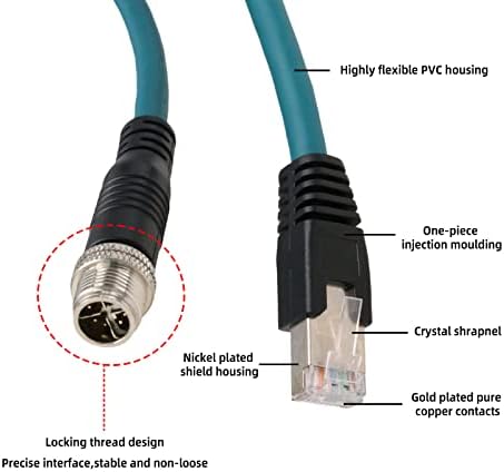 SZRMCC M12 X קוד 8 סיכה זווית ימנית ל- RJ45 כבל Ethernet CAT-6 כבל רשת חיישן מוגן עמיד למים גבוה