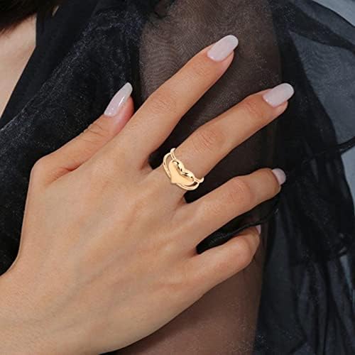 ייחודי טבעות לנשים אהבת טבעת נשי מתכת פשוט רטרו לב בצורת טבעת משותף טבעת האהבה יום מתנה