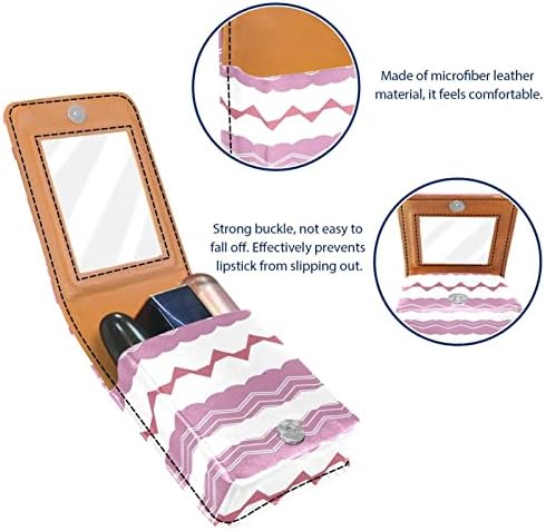 מארז שפתונים של אוריוקאן, שקית איפור ניידת חמודה שקע קוסמטי, מארגן איפור מחזיקי שפתון, משולש גל ורוד דפוס גיאומטרי