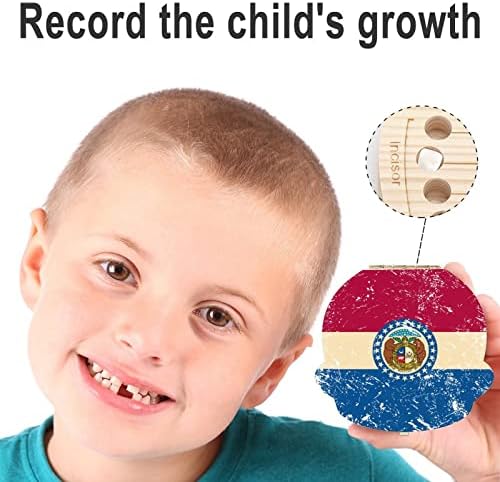 דגל מדינת מיזורי קופסא פיות קופסת שן חמוד מחזיקי שיניים מחזיקי שיניים מעץ אחסון שיניים אבוד שיניים קופסא קופסת