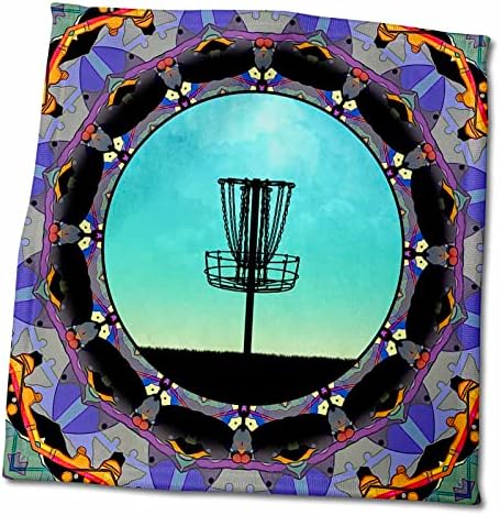תלת מימד רוז תקציר תקציר סל-צבעי מנדלה דיסק גולף עיצוב גרפי מגבת יד, 15 x 22, רב צבעוני