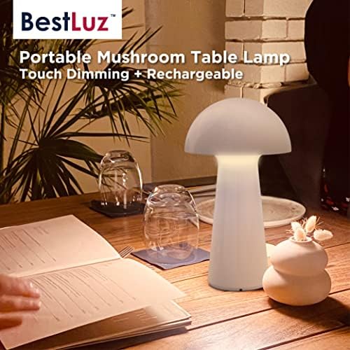 Bestluz LED מנורת שולחן חיצונית, מנורת שולחן מונעת סוללה נטענת, עמעום מגע אלחוטי עמעום פטריות אור למסעדה/בר/בית קפה/פטיו/חדר