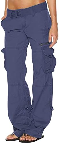 מכנסי מטען לנשים Ekiyvo מכנסי מטען מותניים גבוהים עבודות קיץ לבוש טיולים מזדמנים מכנסי רגל ישרים מכנסיים מרובי כיסים