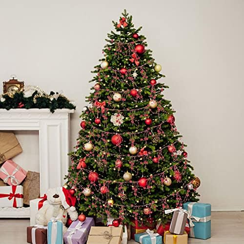 חרוזי עץ חג המולד אדום של חרוזי עץ חג המולד אדומים, כל אחד 6.5 מטרים דייג פנינים מלאכותיות חרוזים חרוזים חרוזים
