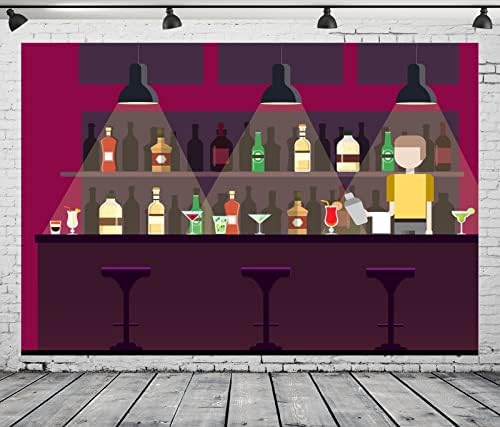 Corfoto 9x6ft בד בר -קריקטורה בר תפאורה יוקרה מועדון לילה בר אלכוהול בקבוקי אלכוהול קוקטיילים ארון יין ברמן