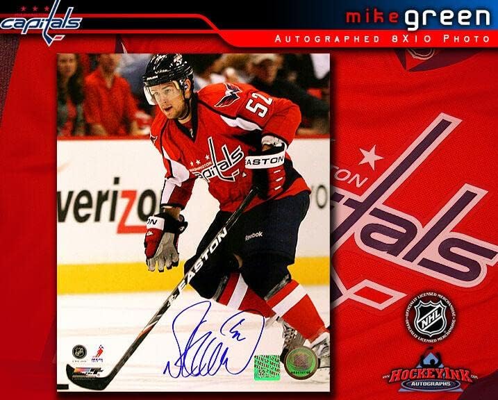 מייק גרין חתם על בירות וושינגטון 8x10 צילום -70432 דטרויט כנפיים אדומות - תמונות NHL עם חתימה
