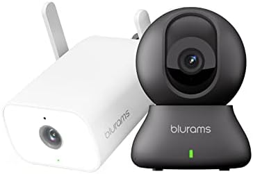 מצלמת אבטחה Blurams 2K, מצלמת חיות מחמד של צג BABY שחור+ מצלמת אבטחה חיצונית 3MP, מצלמת זרקור, מצלמה חיצונית