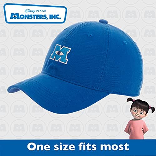 קונספט אחד דיסני פיקסאר מפלצות בע מ רקום כותנה מתכוונן בייסבול כובע עם מעוקל ברים, כחול, גדול