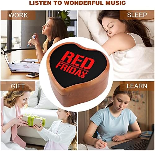 R.E.D זכור את כולם פרוסים אדום יום שישי קופסת מוסיקה מעץ צורת לב קופסת מוזיקה קופסת מוסיקה וינטג 'שעון עץ מתנות