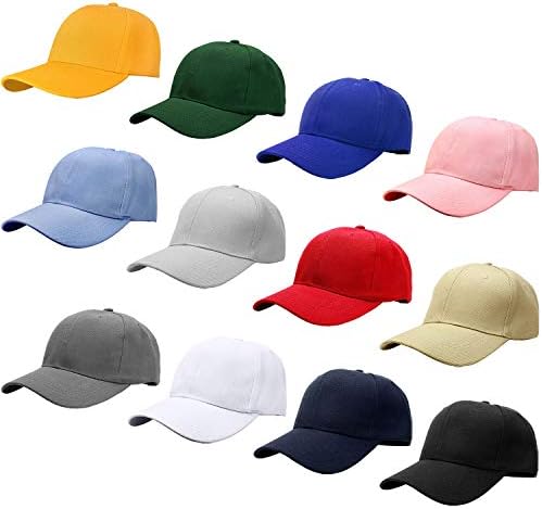 פלארי סיטונאי 12-חבילות כובע בייסבול מתכוונן בגודל מתכוונן צבע מוצק ריק