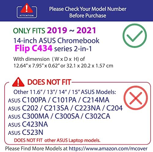 מארז McOver תואם לשנת 2019 ~ 2021 14 ASUS Chromebook Flip C434 סדרה 2-in-1 מחשבים ניידים בלבד-שחור