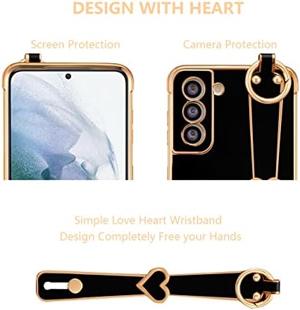 Ztofera Samsung Galaxy S22 Plus 5G מארז עם עמותת, יוקרה ציפוי חמוד קצה אהבה לבבות דפוס מחזיק אצבעות רצועת כף